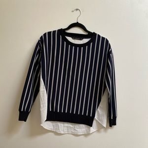 Zara Combination Poplin Crewneck Top XS